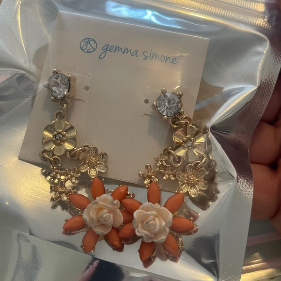 Earrings orange and gold - Picture 2 of 2